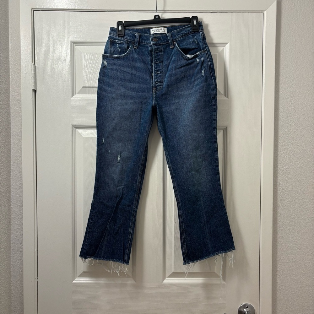 Abercrombie & Fitch Dark Blue The Kick Flare Ulta High Rise Jeans